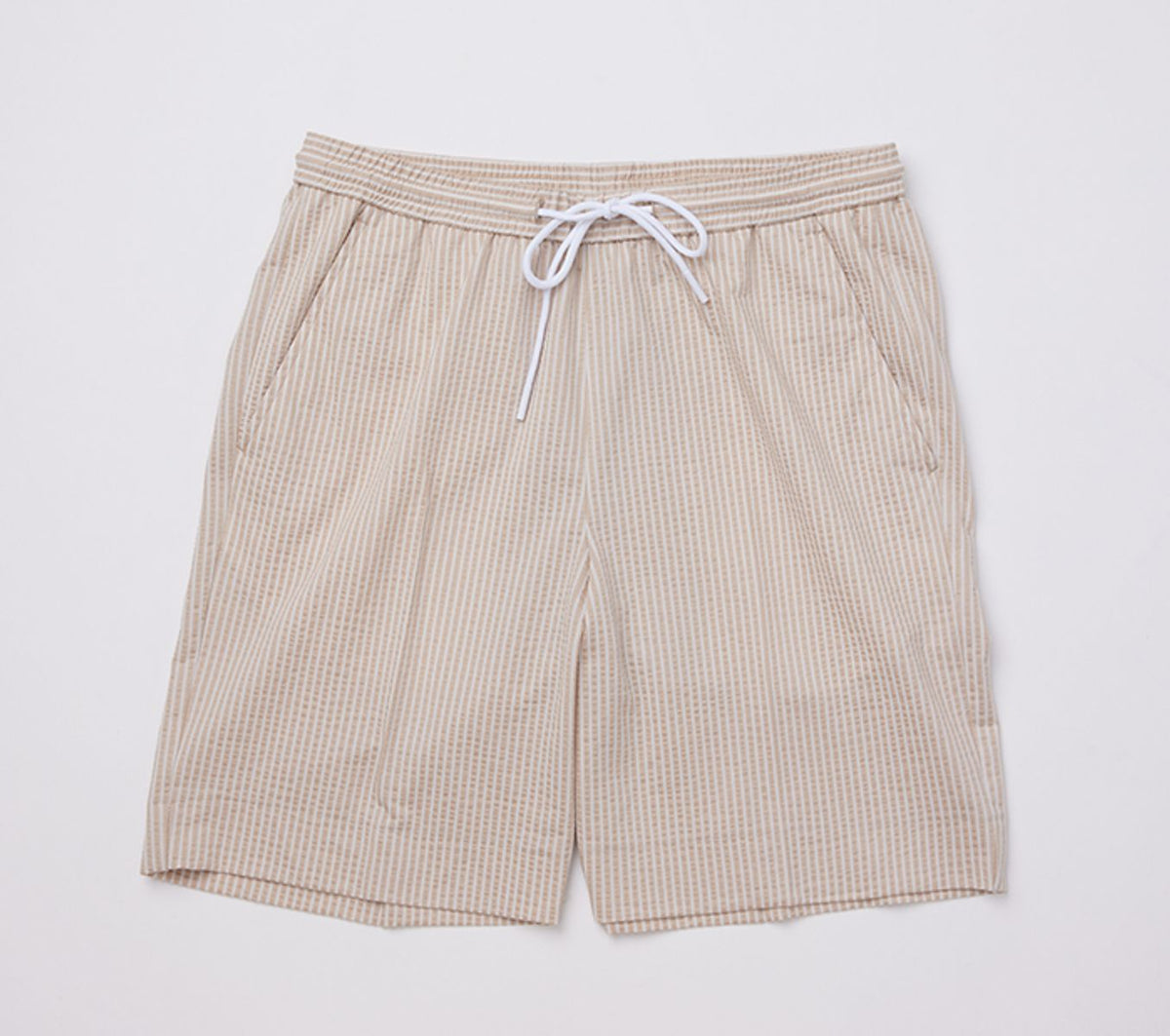 THEODORE Khaki Striped Cotton Shorts, view 4 of 6