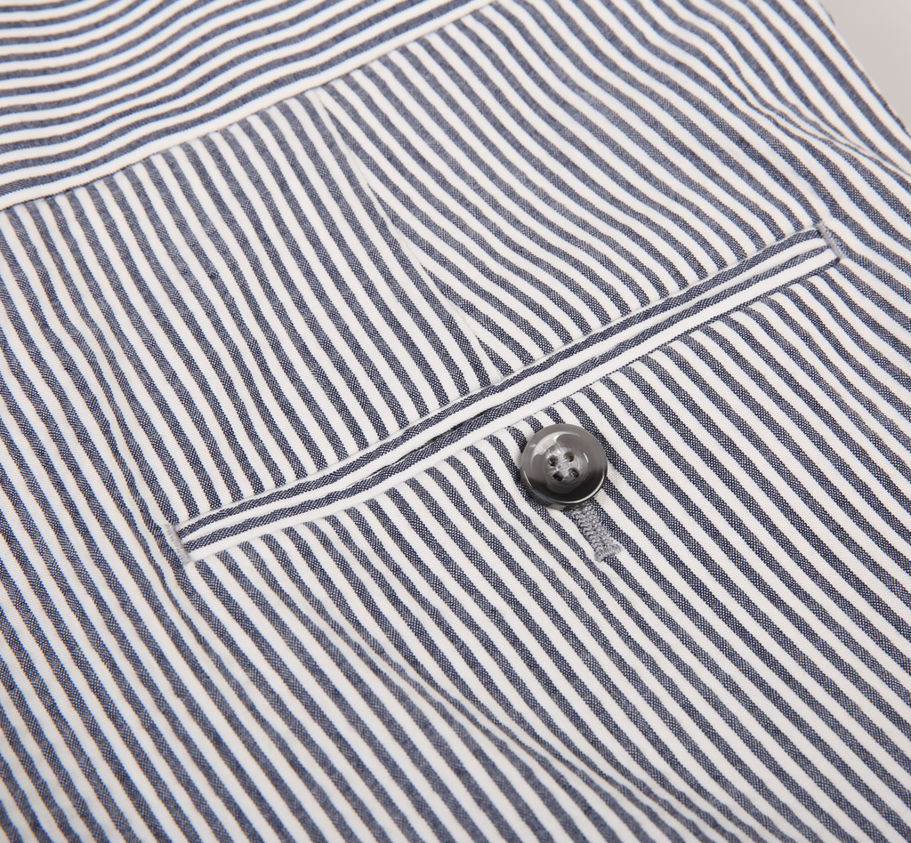 THEODORE Blue Striped Polyester Trousers, view 4 of 4
