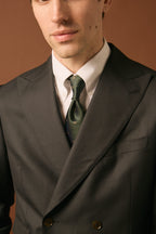 The Whitford Charcoal Suit, tighter close-up of the tie and collar