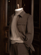 Pine Hills Brown Casual Set, angled close-up showing the jacket's pocket flap detail