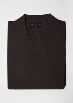 3J Whisky Shot Polo in burgundy, folded flat lay with open collar