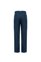 THEODORE Navy Lightweight Striped Linen Trousers, view 3 of 8