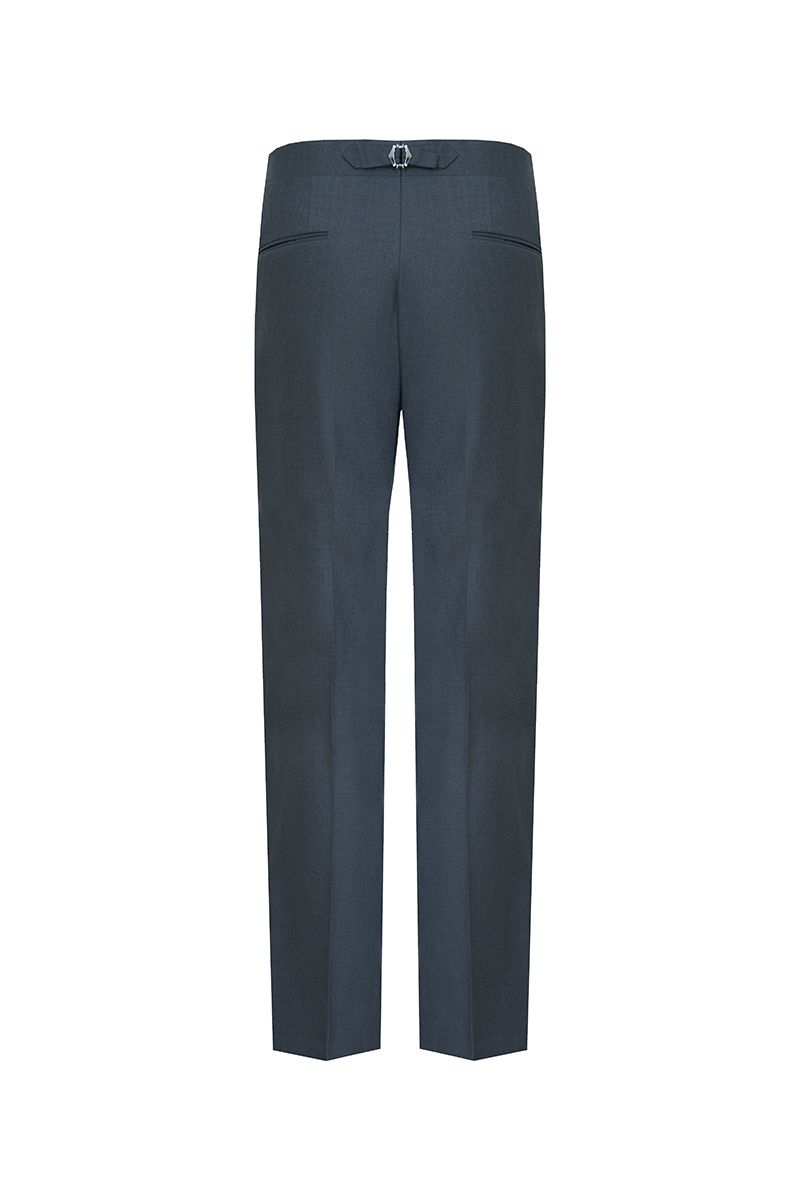 THEODORE Charcoal Button-Tab Wool Trousers, view 3 of 8