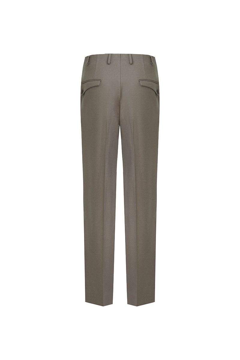 THEODORE Taupe Single-Pleat Wool Trousers, view 3 of 8