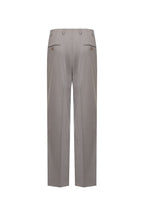 THEODORE Grey Wide-Leg Herringbone Wool Trousers, view 3 of 8