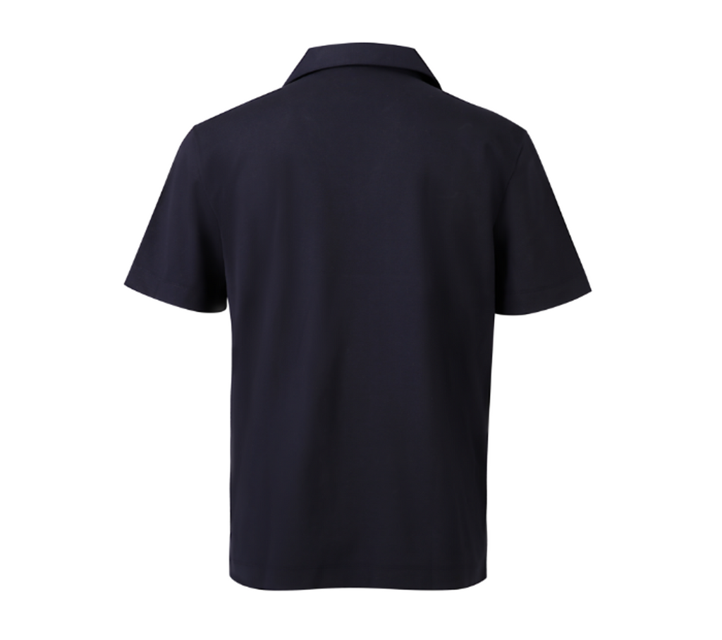 THEODORE The Bandol Navy Cotton Pocket Polo, view 3 of 7