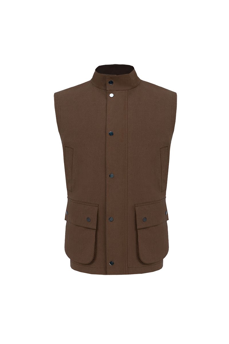 THEODORE Brown Cotton Gilet, view 1 of 3