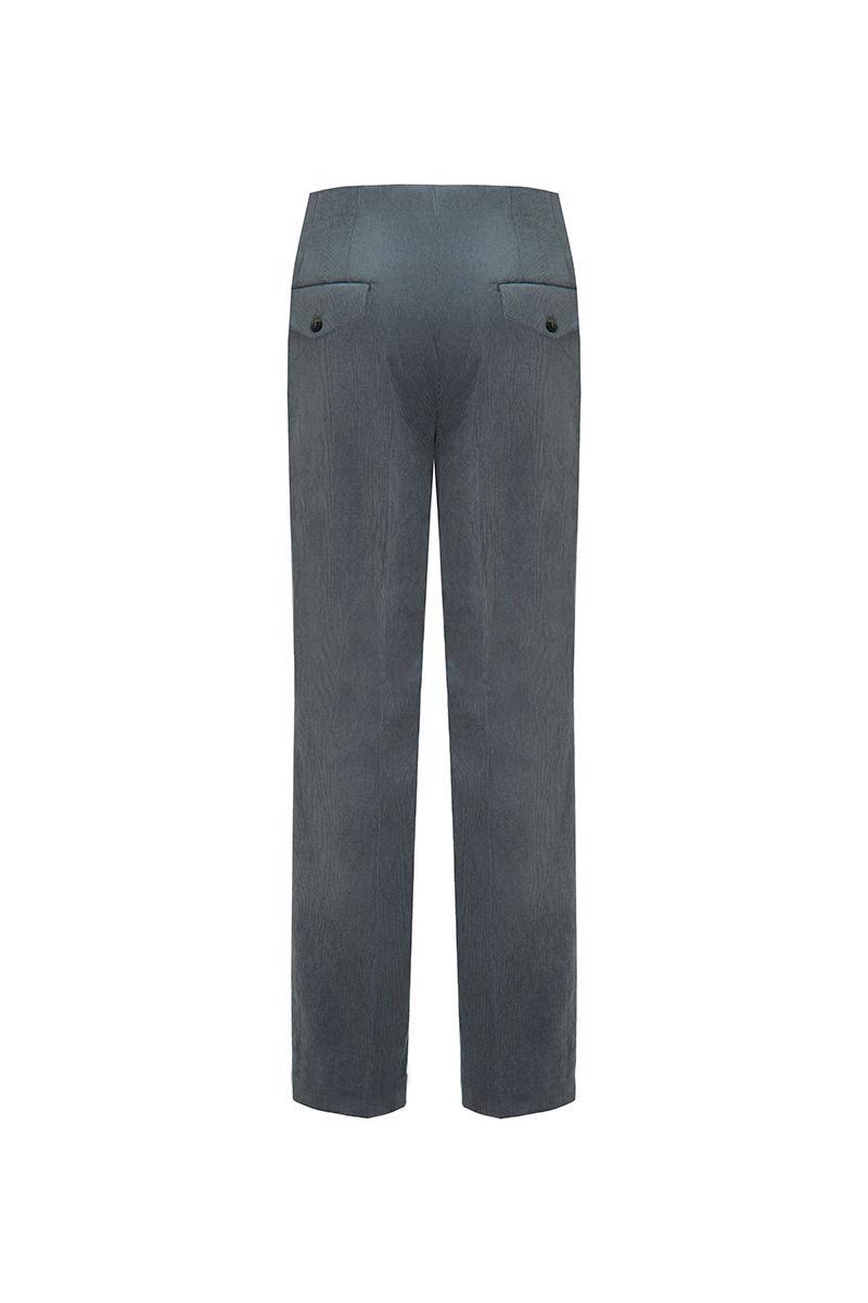 THEODORE Grey Box-Pleat Cotton Trousers, view 3 of 7