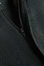 THEODORE Olive Herringbone Wool Trousers, view 3 of 6