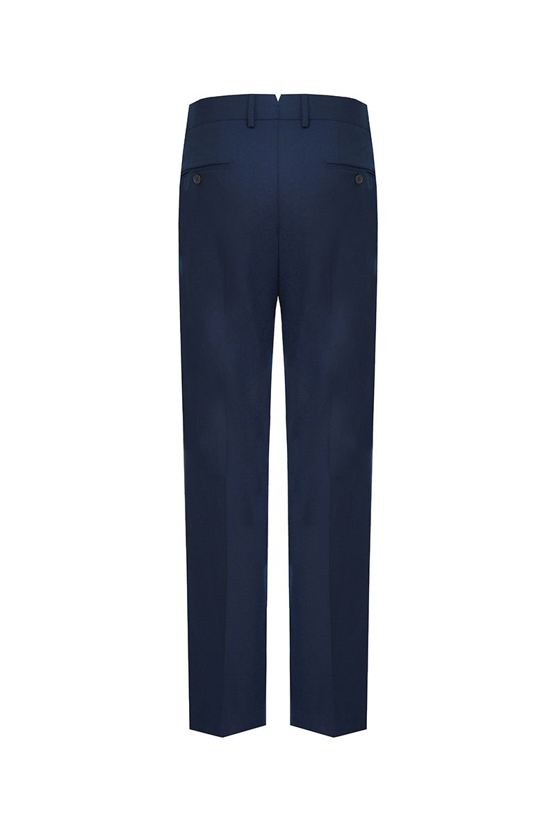 THEODORE Navy Flat-Front Wool Trousers, view 3 of 8