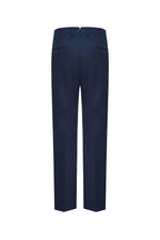 THEODORE Navy Flat-Front Wool Trousers, view 3 of 8