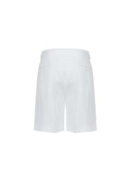 THEODORE White Single-Pleat Linen Shorts, view 3 of 8