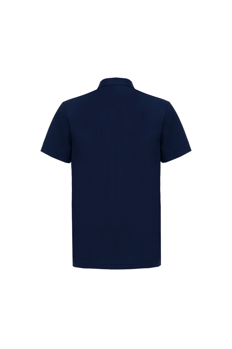 THEODORE The Gaeta Navy Cotton-Blend Stand-Collar Polo, view 3 of 7