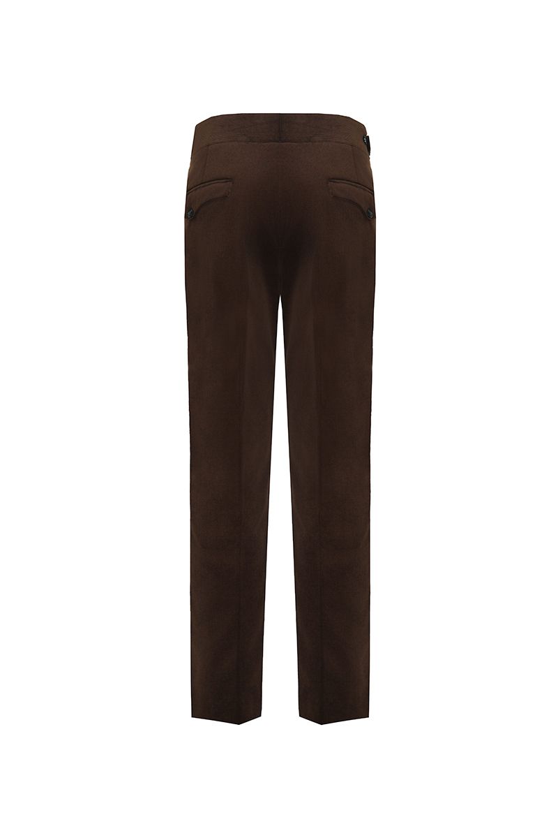 THEODORE Brown Double-Pleat Cotton Trousers, view 3 of 8