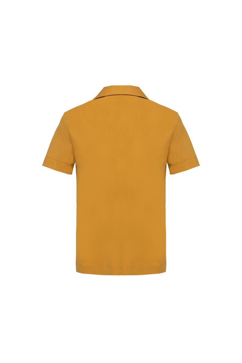 THEODORE The Estoril Yellow Cotton Open-Collar Polo, view 3 of 6