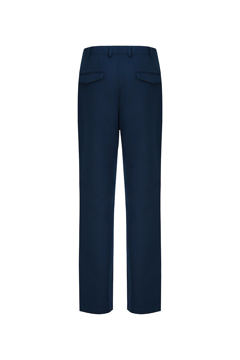 THEODORE Navy Patch-Pocket Cotton Trousers, view 3 of 8