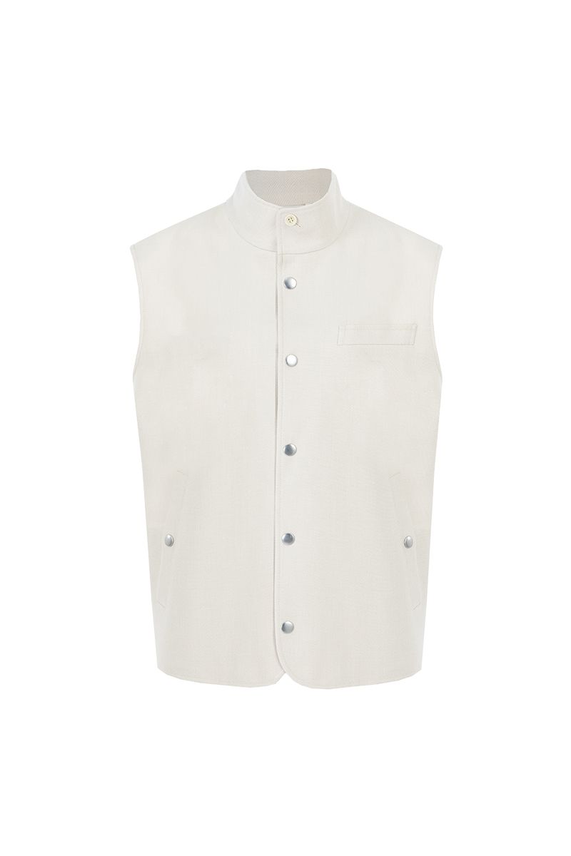 THEODORE Ivory Wool Gilet, view 1 of 7
