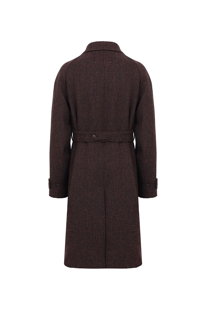 THEODORE Brown Striped Wool Overcoat, view 2 of 2
