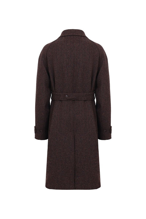 THEODORE Brown Striped Wool Overcoat, view 2 of 2
