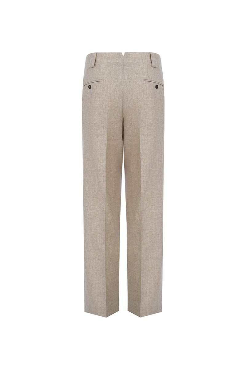 THEODORE Beige Heavyweight Wool Trousers, view 3 of 8