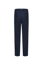 THEODORE Navy Button-Tab Wool Trousers, view 3 of 8