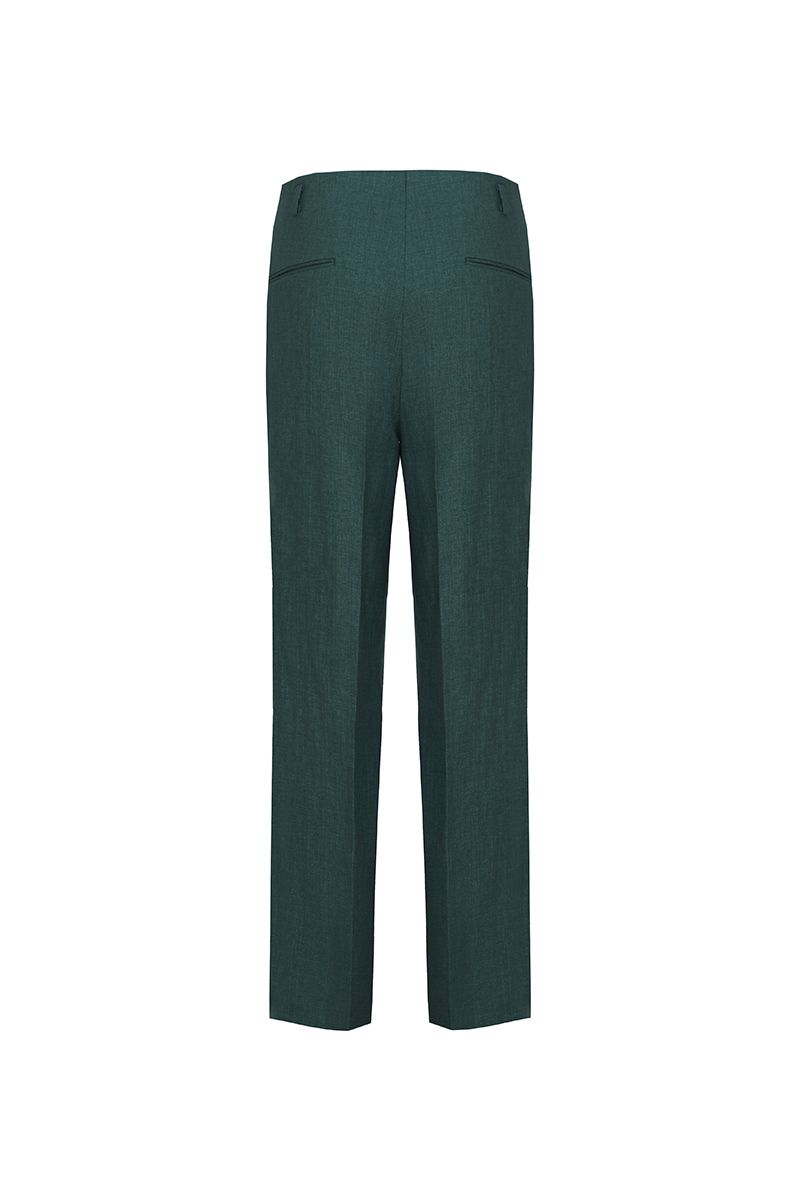 THEODORE Green Linen Trousers, view 2 of 3