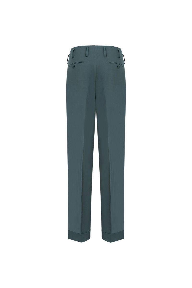 THEODORE Sage Turn-Up Wool Trousers, view 3 of 8