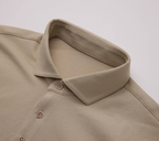 THEODORE The Pantelleria Khaki Piqué Cotton-Blend Polo, view 3 of 4