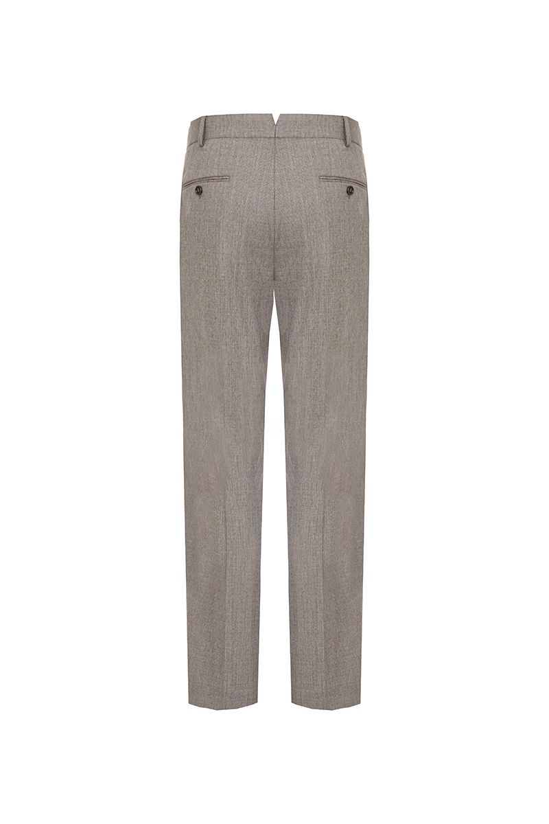 THEODORE Taupe Flat-Front Wool Trousers, view 3 of 8