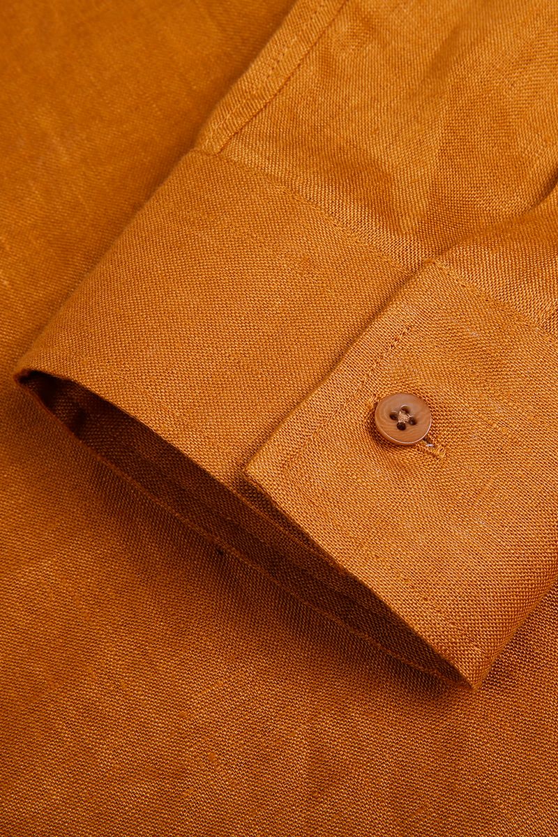THEODORE Yellow Linen Popover Shirt, view 3 of 7