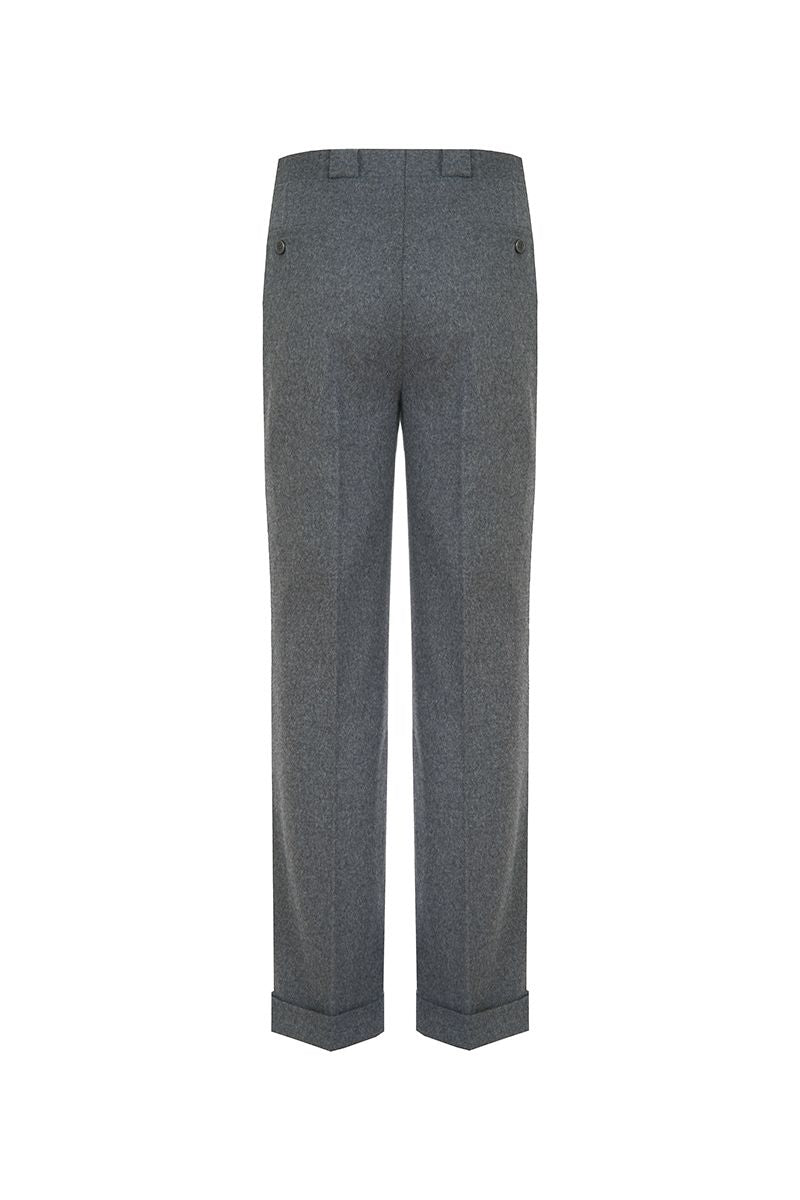 THEODORE Grey Heavyweight Wool Trousers, view 3 of 9