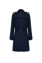 THEODORE Navy Striped Wool Trench Coat, view 2 of 9