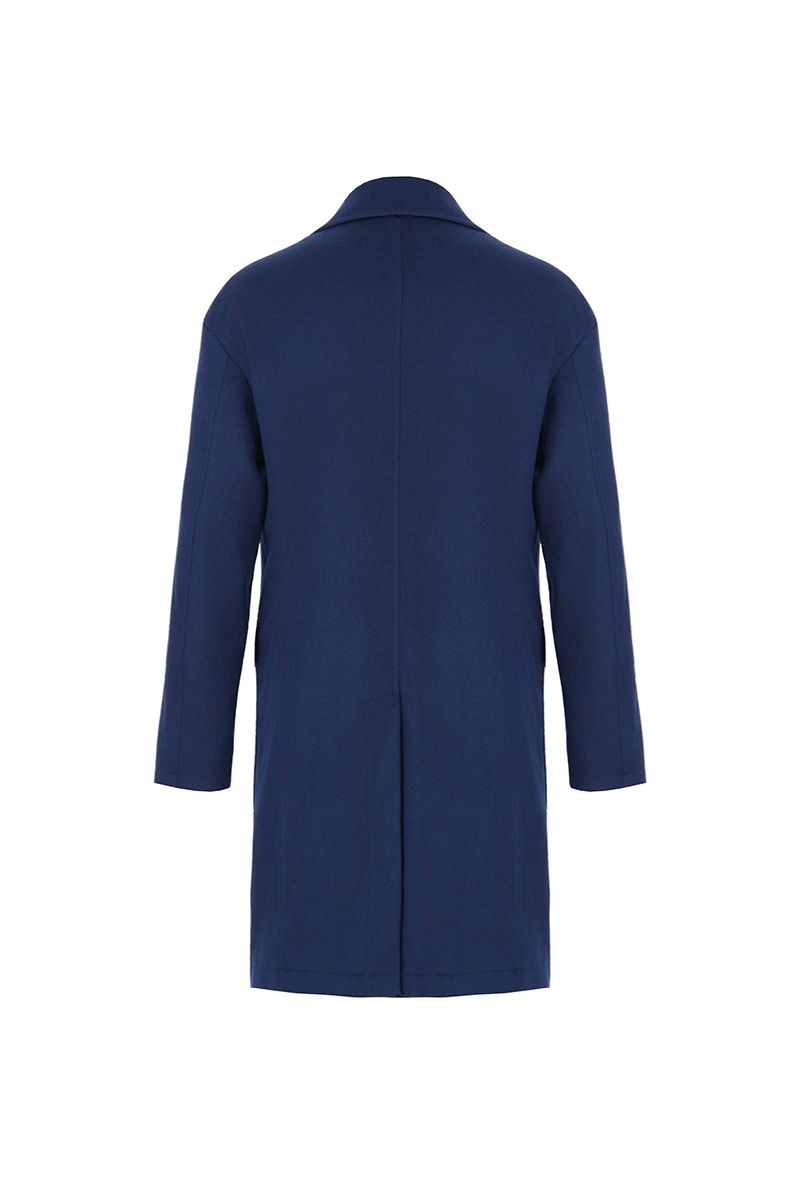 THEODORE Blue Wool Overcoat, view 2 of 3