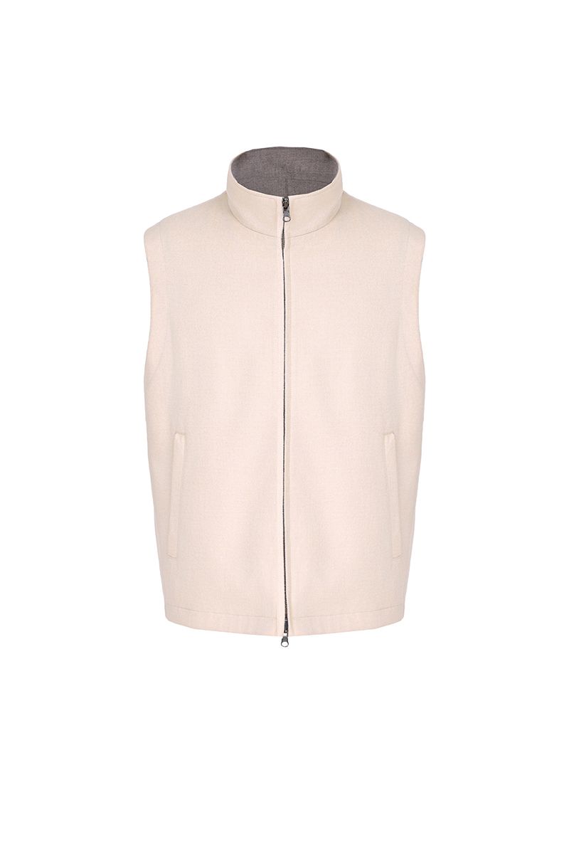 THEODORE Khaki Camel Hair Gilet, view 1 of 3