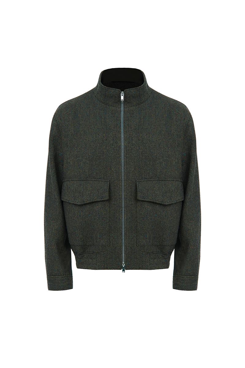 THEODORE Green Striped Wool Casual Jacket, view 1 of 2