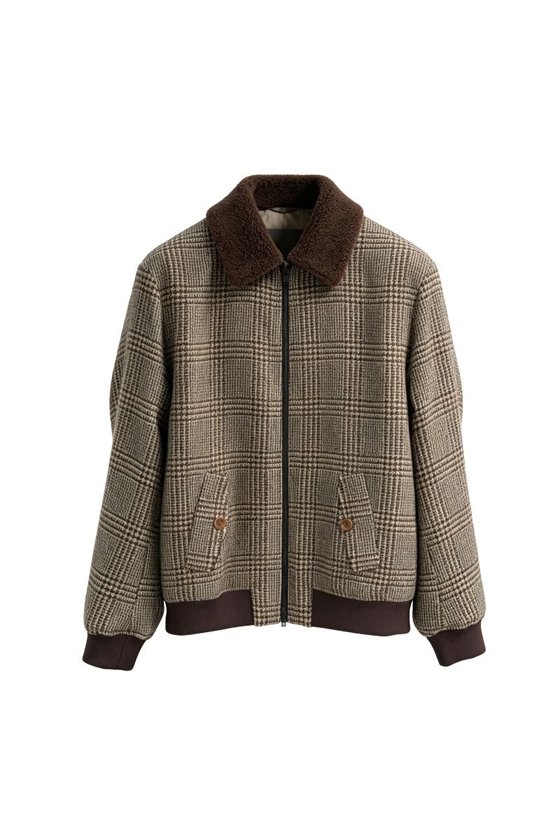 THEODORE Coffee Check Wool Casual Jacket, view 1 of 6