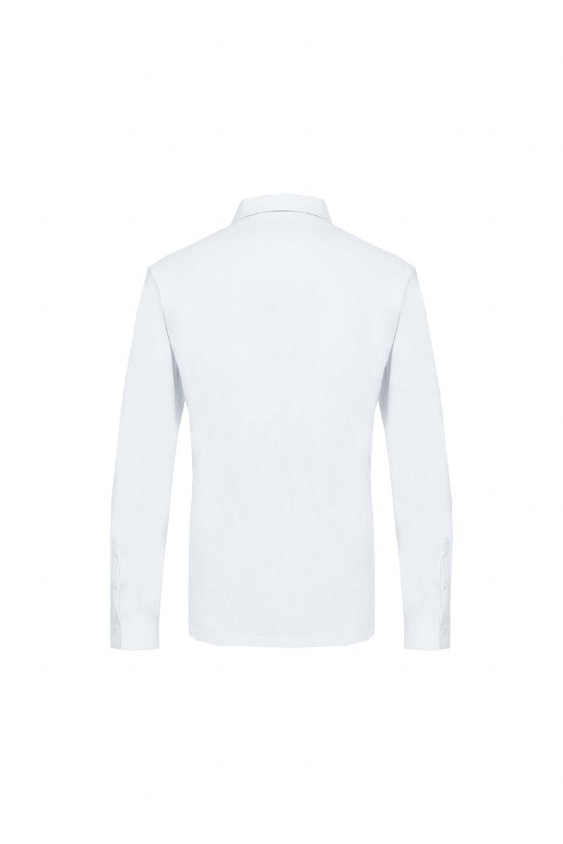 THEODORE The Nerja White Cotton-Blend Long-Sleeve Polo, view 3 of 7