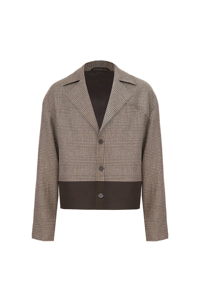 THEODORE Brown Check Wool Casual Jacket, view 1 of 3