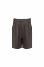THEODORE Brown Striped Linen Shorts, view 2 of 2