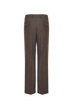 THEODORE Coffee Herringbone Double-Pleat Wool Trousers, view 3 of 8