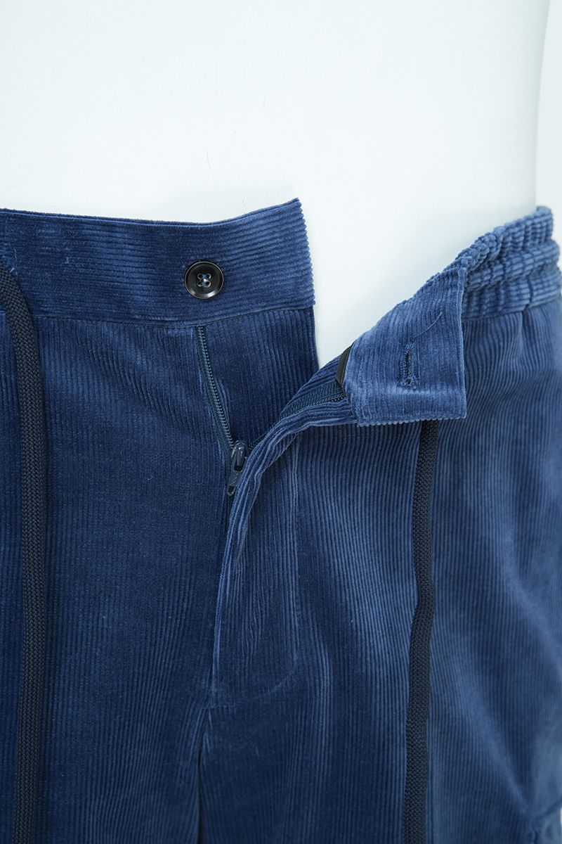THEODORE Blue Corduroy Cargo Trousers, view 3 of 8
