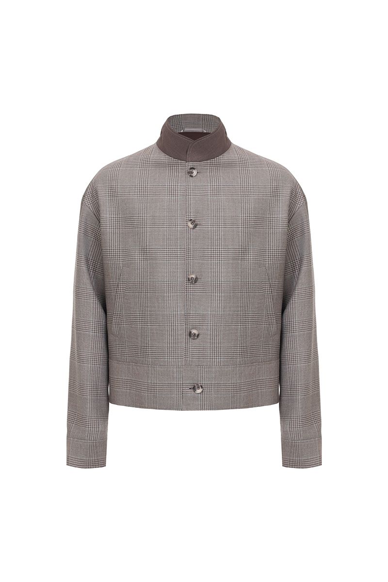 THEODORE Coffee Check Wool Casual Jacket, view 1 of 4