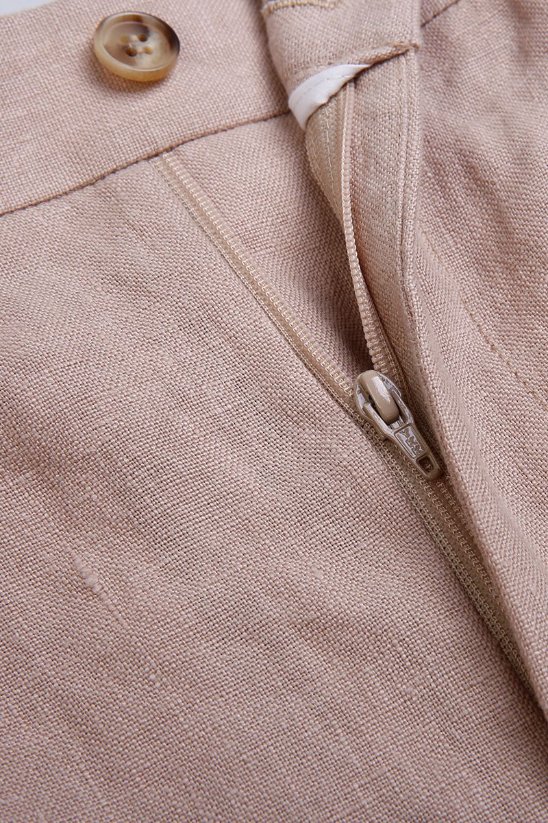 THEODORE Coffee Linen Trousers, view 3 of 5