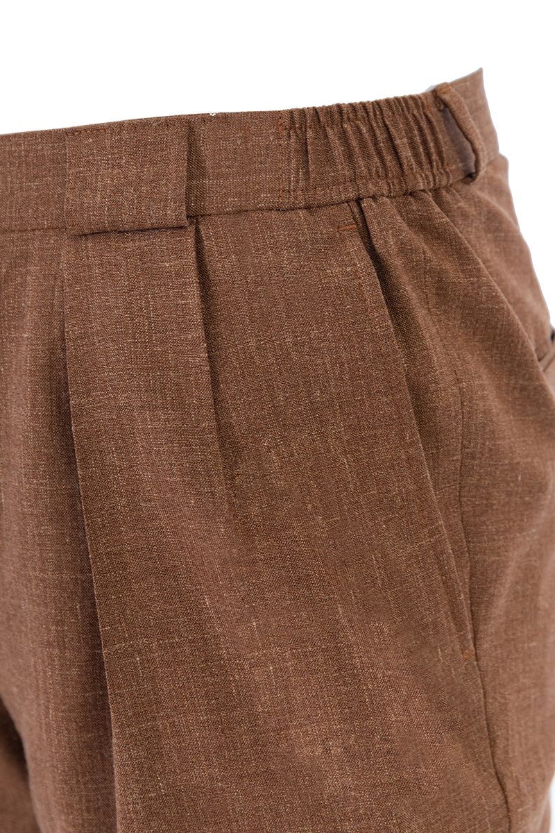 THEODORE Coffee Wool Shorts, view 3 of 5