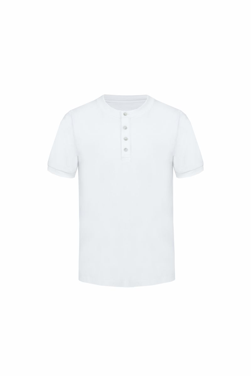 THEODORE White Cotton Henley, view 1 of 2