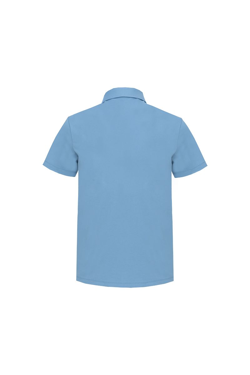 THEODORE The Hvar Blue Cotton-Blend Spread-Collar Polo, view 3 of 6