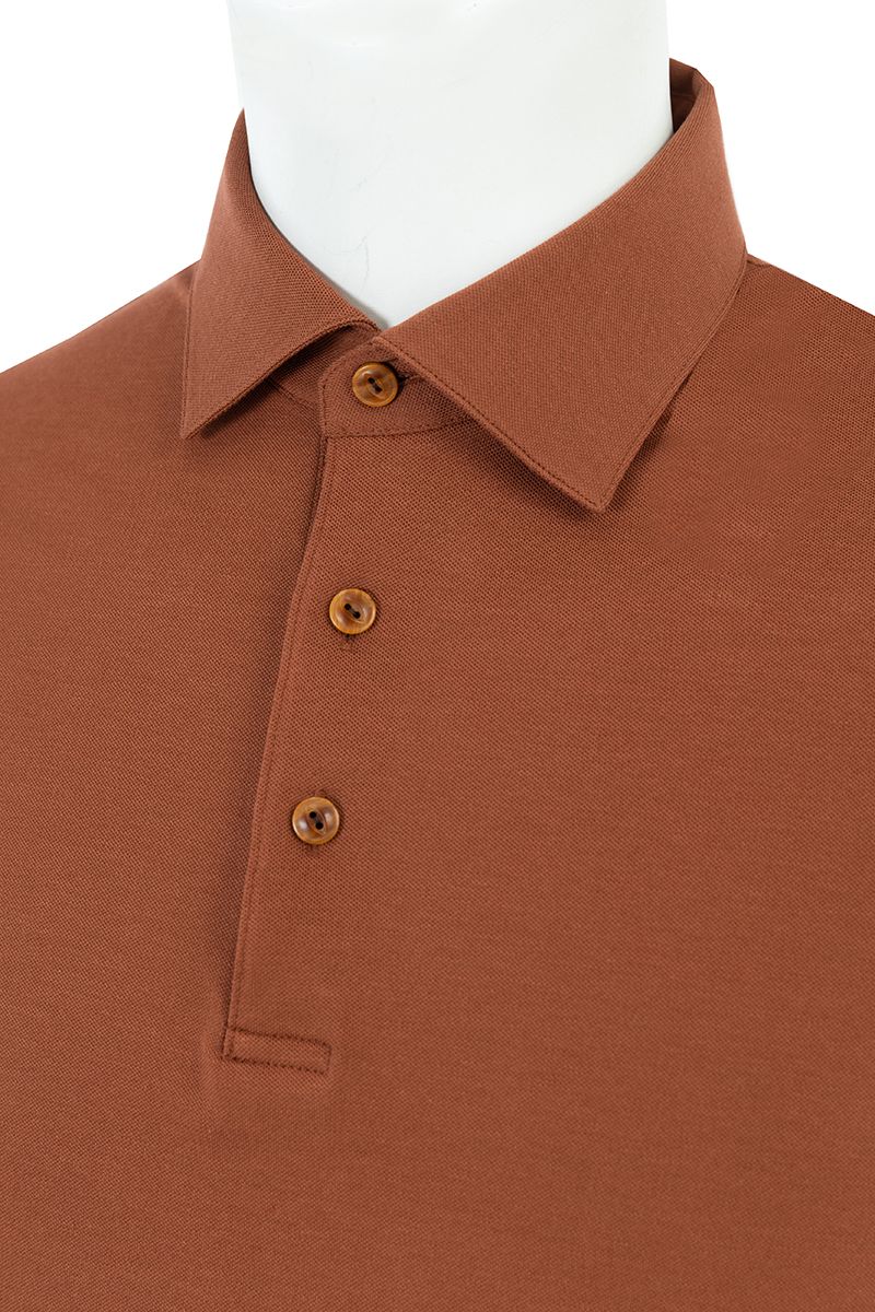 THEODORE The Marbella Rust Blend Spread-Collar Polo, view 4 of 5