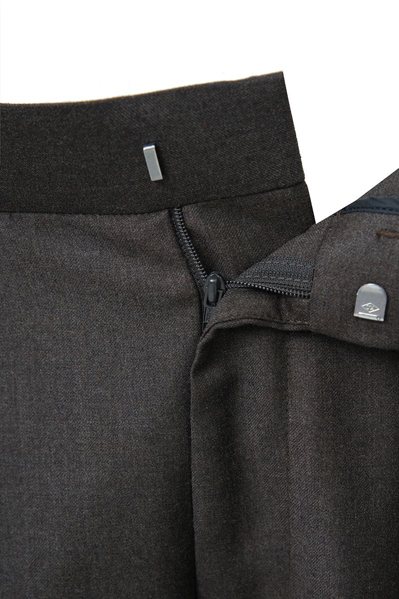 THEODORE Coffee Box-Pleat Wool Trousers, view 4 of 8