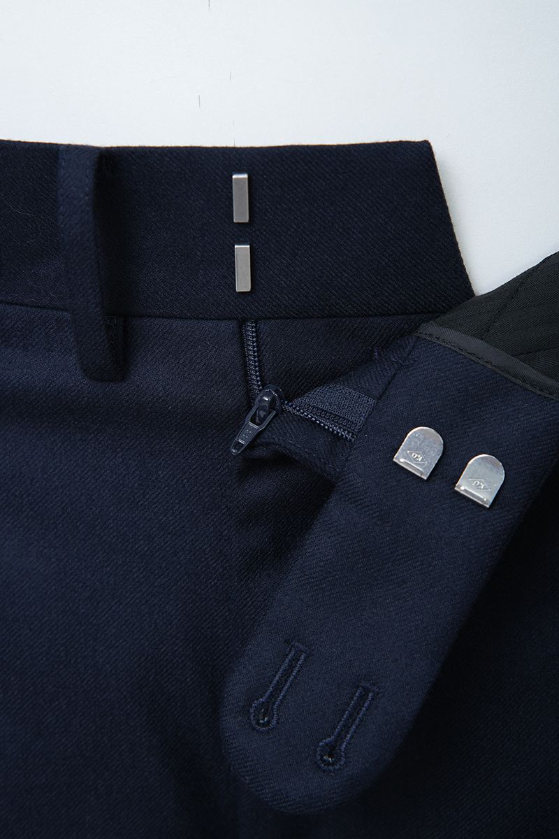 THEODORE Navy Button-Tab Wool Trousers, view 4 of 8