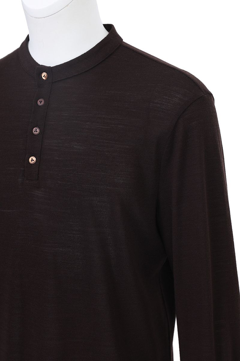 THEODORE The Sperlonga Brown Piqué Blend Stand-Collar Polo, view 4 of 7